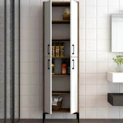 Armadio noce e bianco salvaspazio 60x200h cm - Amata