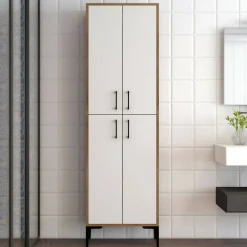 Armadio noce e bianco salvaspazio 60x200h cm - Amata