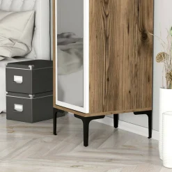 Bagno|Armadi Multiuso 1 Anta > Dmora Armadio noce e bianco slim 40x201h cm - Asfodelo Bianco, Marrone Noce