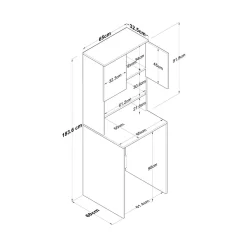 Armadi Multiuso 2 Ante|Camera Da Letto > Dmora Armadio noce e nero multiuso 65x183h cm - Fiamma Grigio Antracite, Marrone Noce
