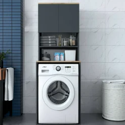 Armadi Multiuso 2 Ante|Camera Da Letto > Dmora Armadio noce e nero multiuso 65x183h cm - Fiamma Grigio Antracite, Marrone Noce