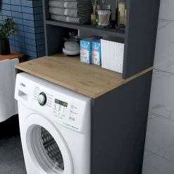 Armadi Multiuso 2 Ante|Camera Da Letto > Dmora Armadio noce e nero multiuso 65x183h cm - Fiamma Grigio Antracite, Marrone Noce