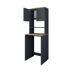 Armadi Multiuso 2 Ante|Camera Da Letto > Dmora Armadio noce e nero multiuso 65x183h cm - Fiamma Grigio Antracite, Marrone Noce