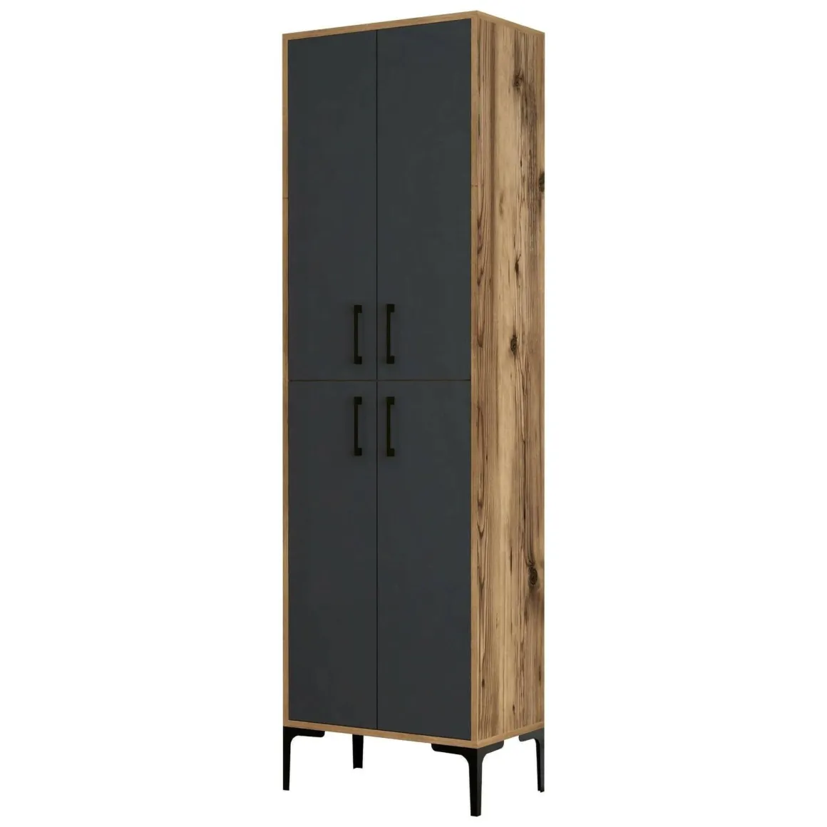 Armadio noce e nero salvaspazio 60x200h cm - Amata