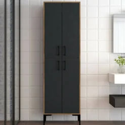 Armadio noce e nero salvaspazio 60x200h cm - Amata