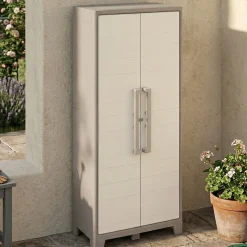 Armadi Da Esterno > Dmora Armadio outdoor alto sabbia 80x182h cm - Grimsby Marrone Sabbia