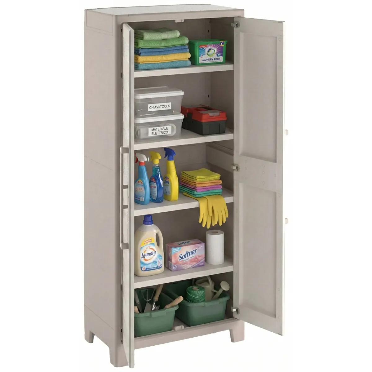 Armadi Da Esterno > Dmora Armadio outdoor alto sabbia 80x182h cm - Grimsby Marrone Sabbia