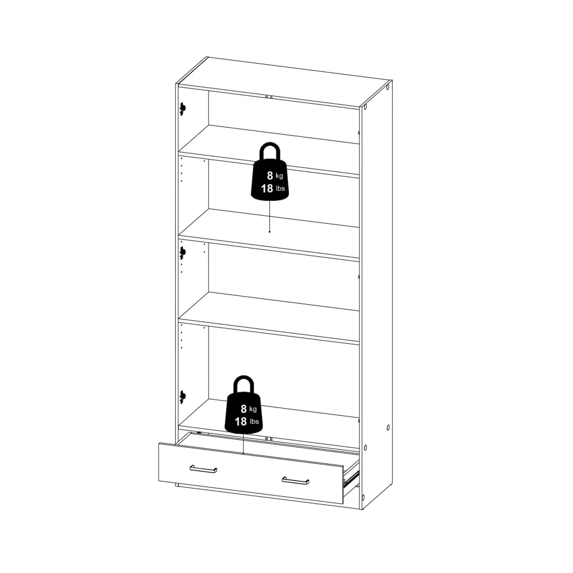 Armadio quercia con cassetto 79x170h cm - Amylya