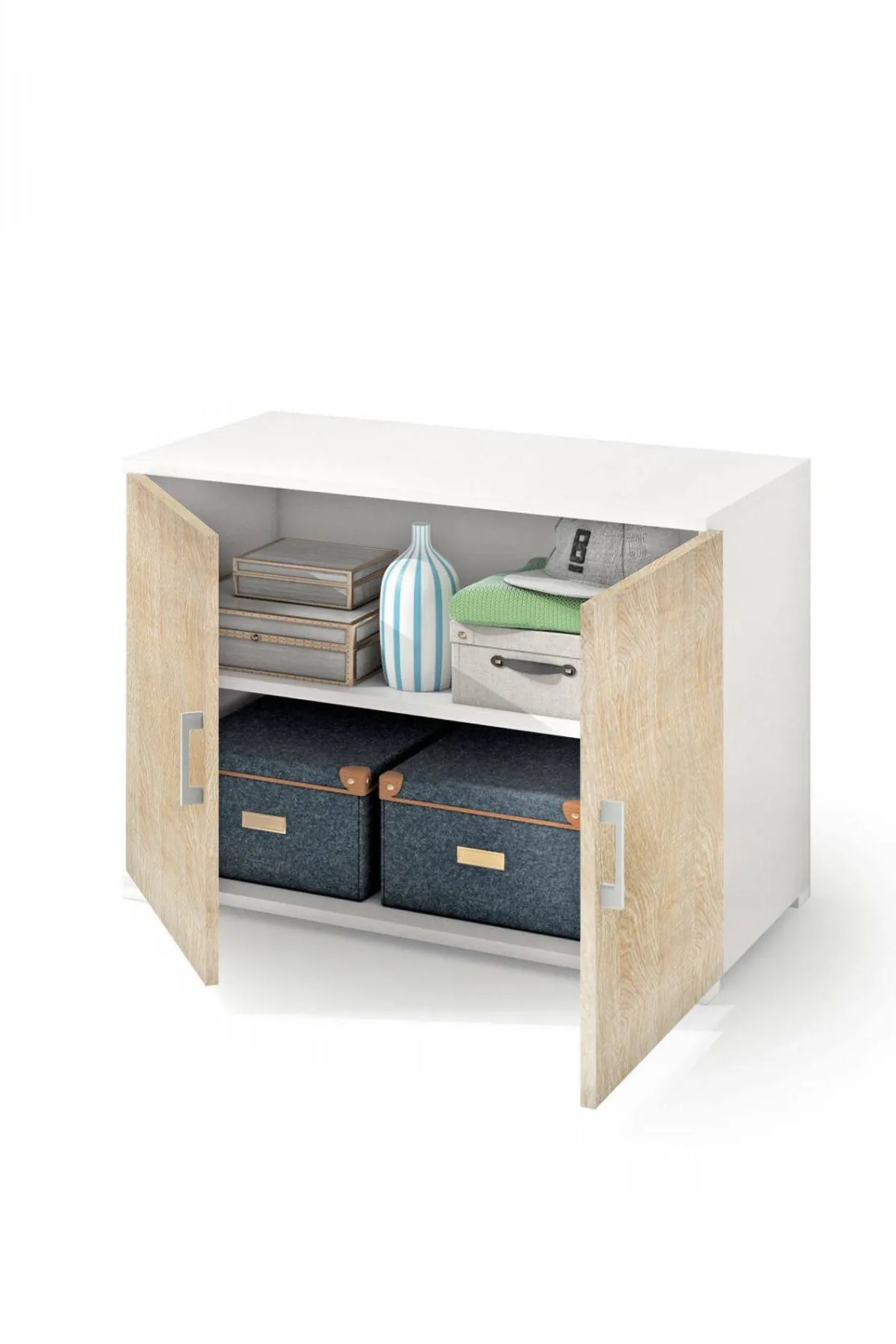 Armadi Multiuso 2 Ante|Camera Da Letto > Dmora Armadio rovere e bianco 2 ante 90x66h cm - Serafinito Bianco, Marrone Rovere