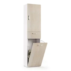 Armadi Multiuso 2 Ante|Camera Da Letto > Dmora Armadio rovere e bianco con cassetto 72x195h cm - Angy Bianco, Marrone Rovere