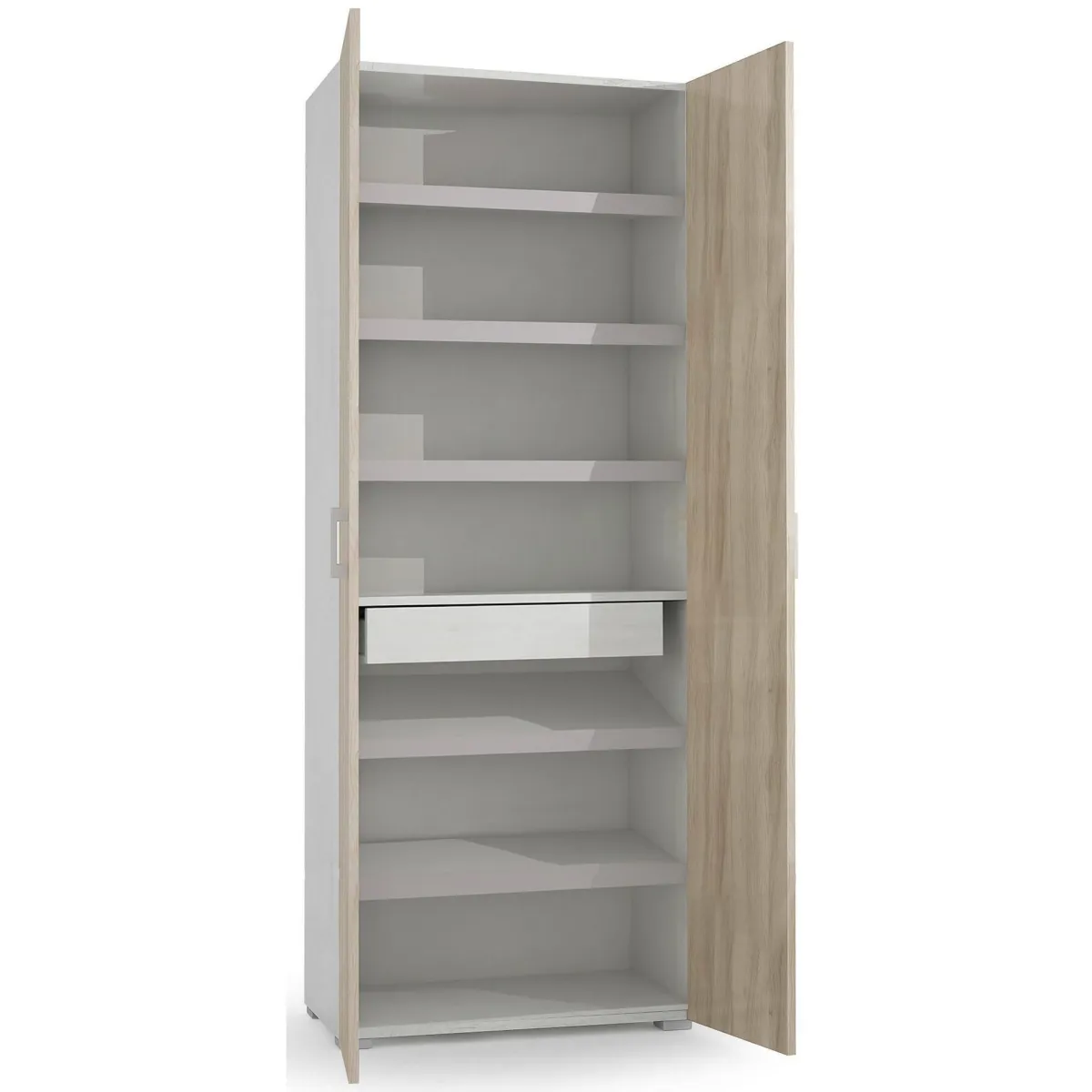 Armadi Multiuso 2 Ante|Camera Da Letto > Dmora Armadio rovere e bianco con cassetto 72x195h cm - Angy Bianco, Marrone Rovere