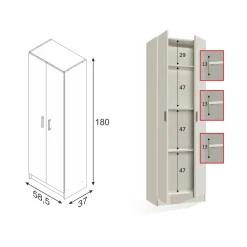 Armadi Multiuso 2 Ante|Camera Da Letto > Dmora Armadio rovere salvaspazio 59x180h cm - Aragorn Marrone Rovere