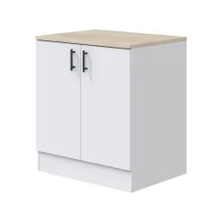 Base sottolavello 2 ante 80x90h cm bianco e rovere - Nolia