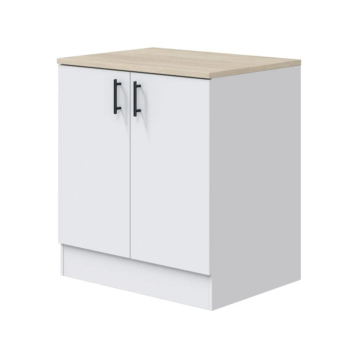 Base sottolavello 2 ante 80x90h cm bianco e rovere - Nolia