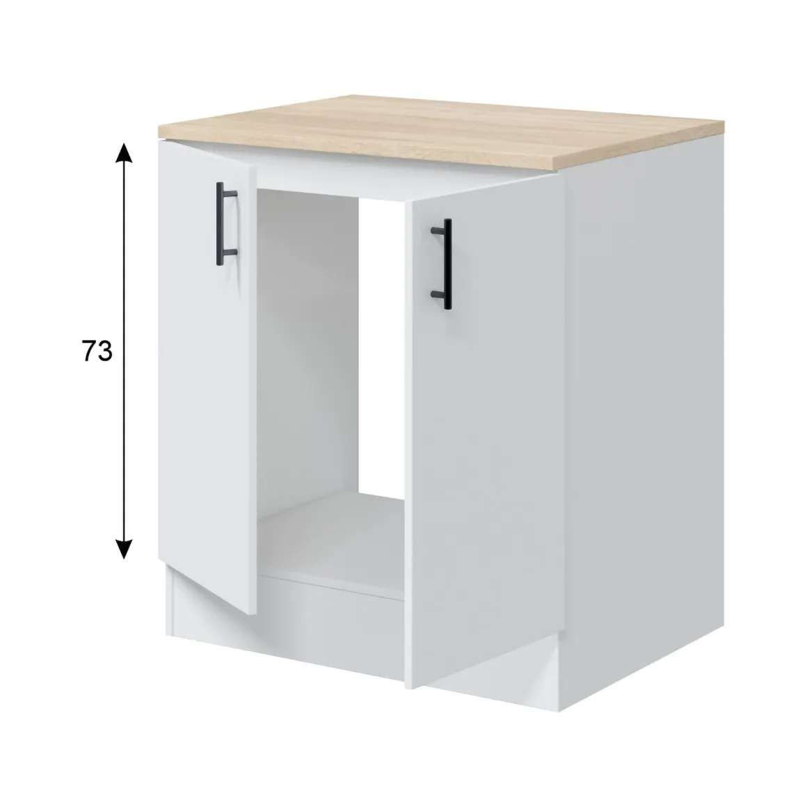 Base sottolavello 2 ante 80x90h cm bianco e rovere - Nolia