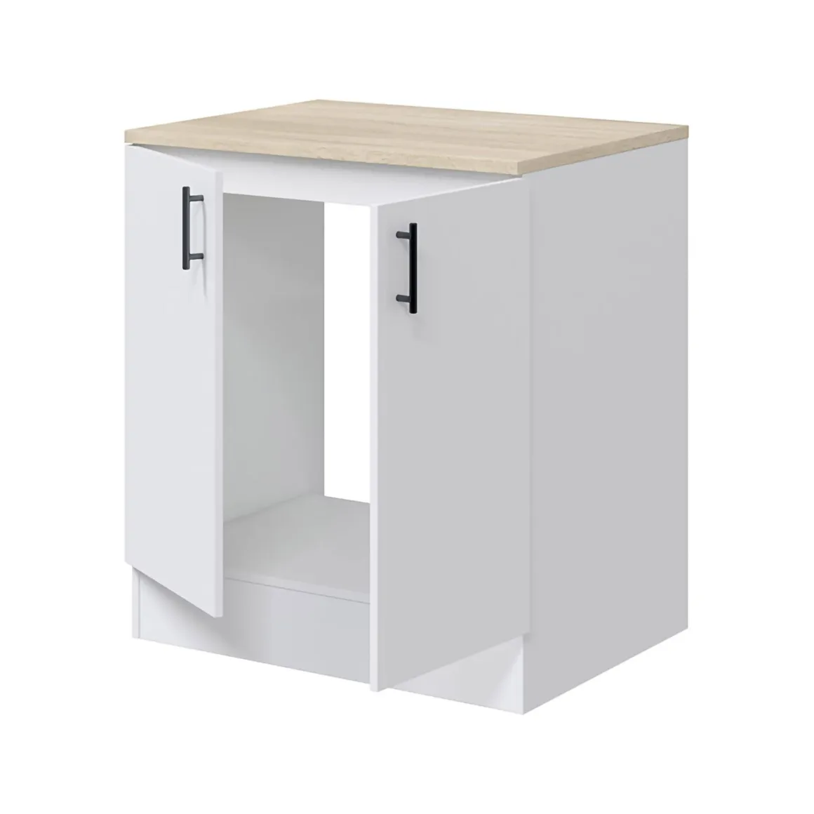 Base sottolavello 2 ante 80x90h cm bianco e rovere - Nolia