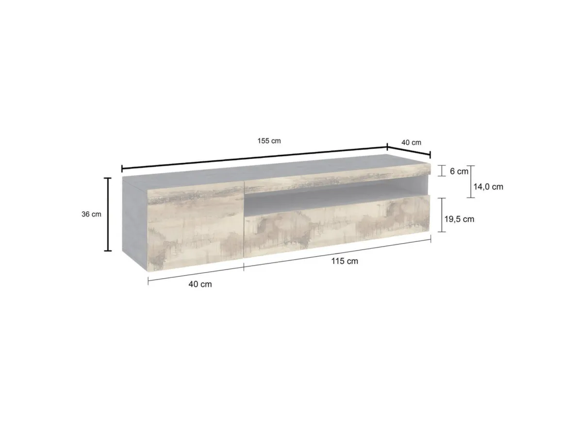 Base TV acero e ardesia 150x40x37h cm - Aquilo