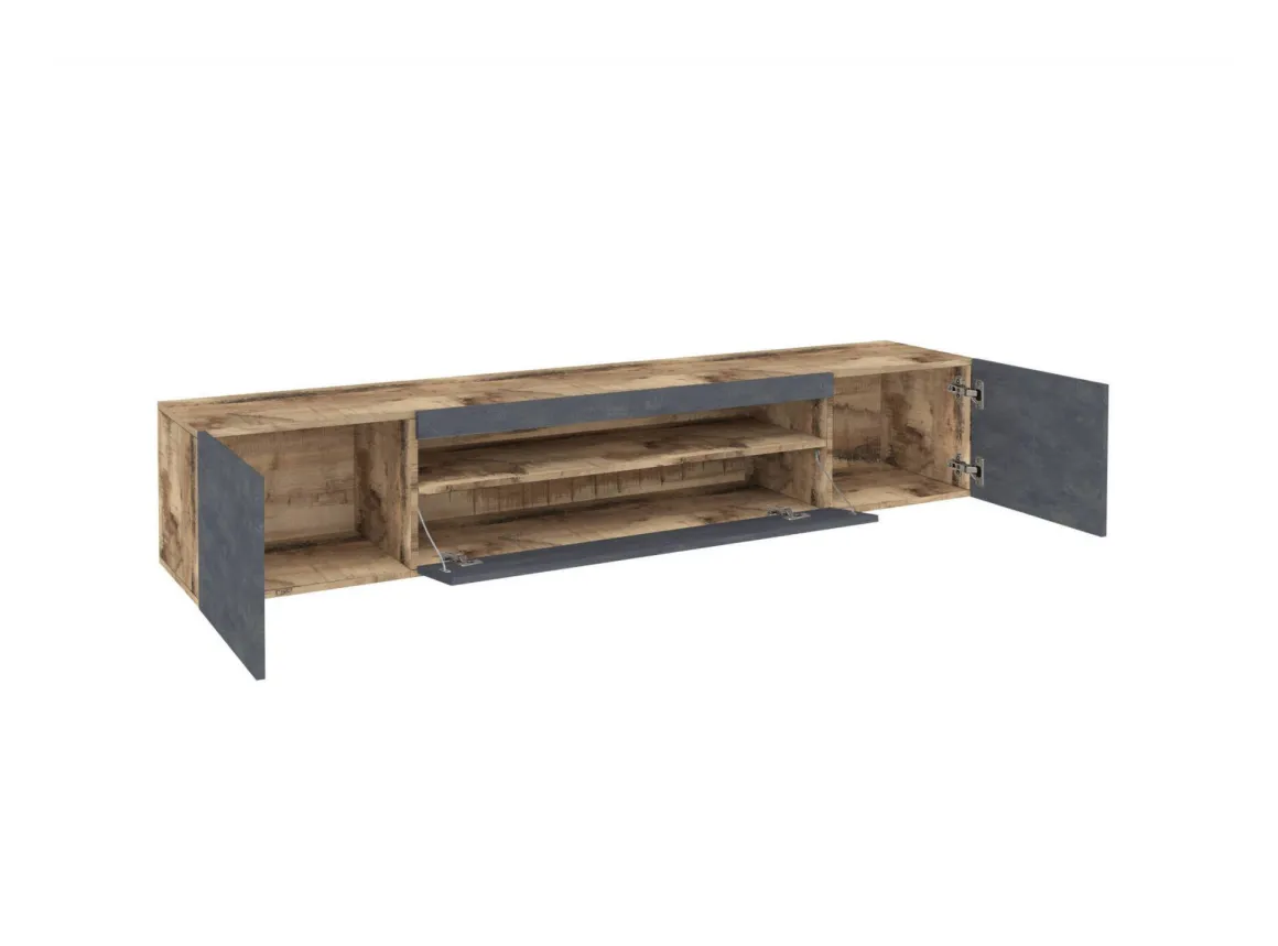 Base TV acero e ardesia 200x40x37h cm 3 ante - Amore
