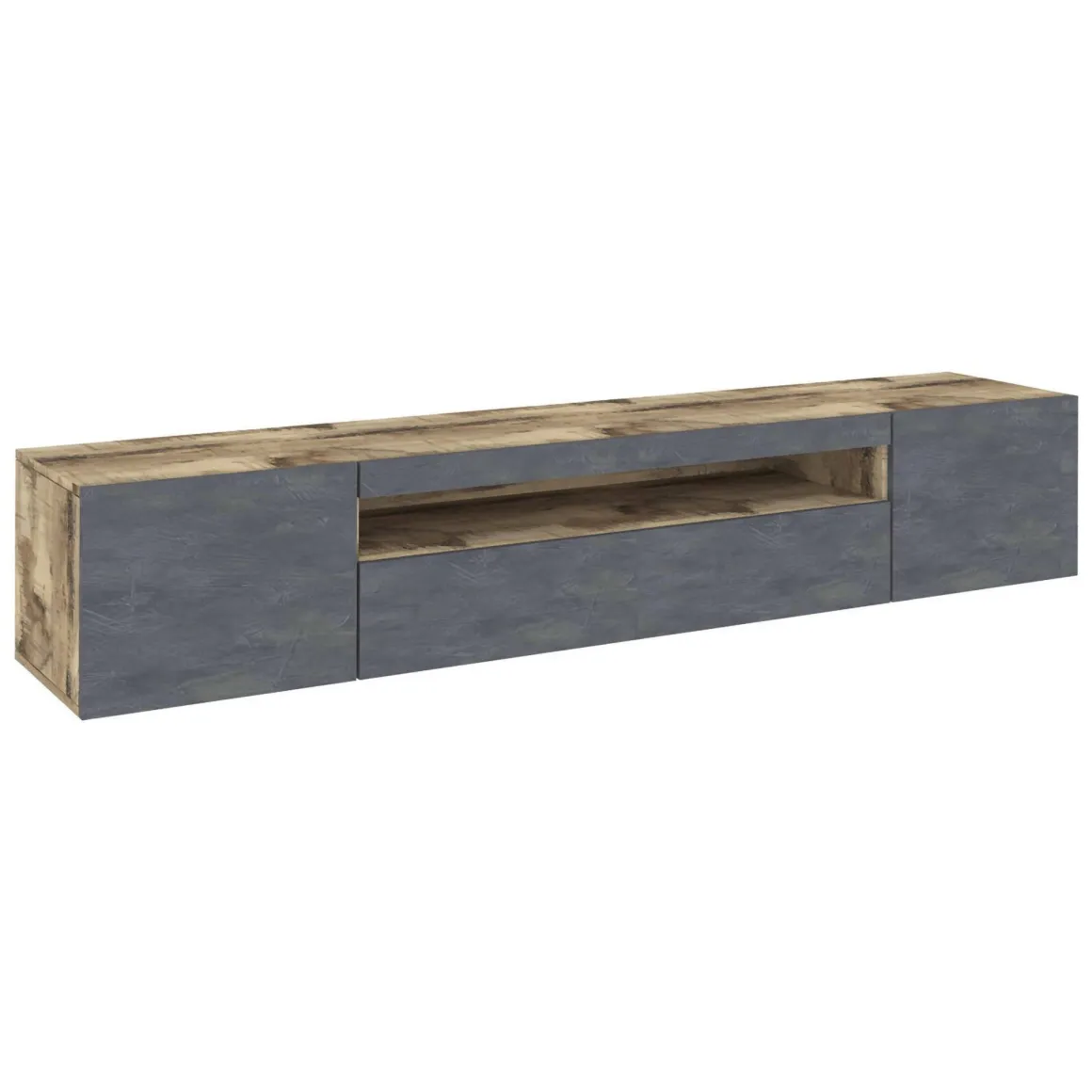 Base TV acero e ardesia 200x40x37h cm 3 ante - Amore