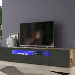 Base TV acero e ardesia 200x40x37h cm 3 ante in legno - Amore