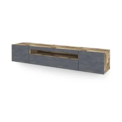 Base TV acero e ardesia 200x40x37h cm 3 ante in legno - Amore