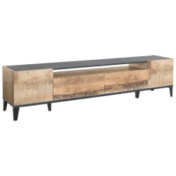 Salotto > Dmora Base TV acero e ardesia 200x43x46h cm 2 ante e 2 cassetti - Arghi Grigio Ardesia, Marrone Acero