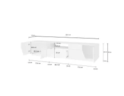 Base TV acero e ardesia 220x43x46h cm 4 ante e 1 cassetto - Animai