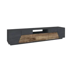 Base TV acero e ardesia 220x43x46h cm 4 ante e 1 cassetto - Animai