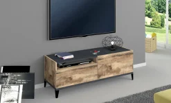 Salotto > Dmora Base TV acero e ardesia 120x40x47h cm in legno - Atris Grigio Ardesia, Marrone Acero