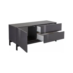 Salotto > Dmora Base TV antracite lucido 110x40x47h cm in legno - Azad Nero Antracite lucido