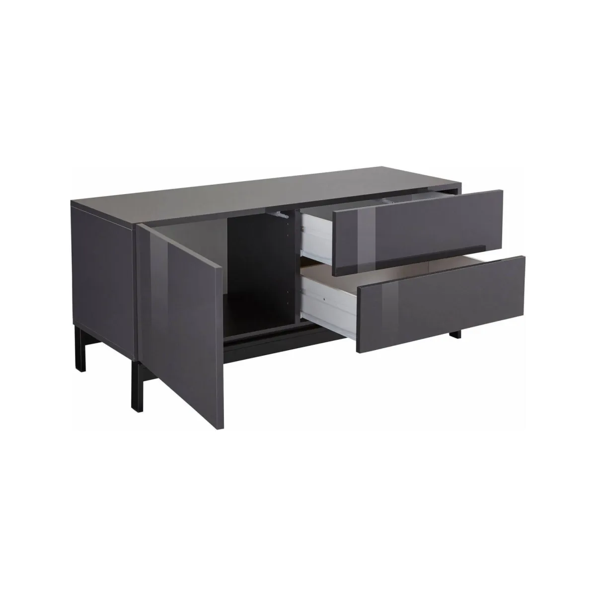 Salotto > Dmora Base TV antracite lucido 110x40x47h cm in legno - Azad Nero Antracite lucido