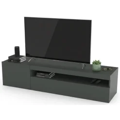 Base TV antracite lucido 150x40x37h cm 2 ante - Acrilya