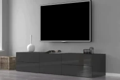 Base TV antracite lucido 170x40x35h cm in legno - Ariad