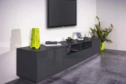 Base TV antracite lucido 260x41x46h cm 4 ante e 2 cassetti - Albak