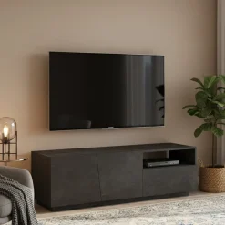 Base TV ardesia 150x43x46h cm 2 ante e 1 cassetto - Aiace