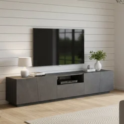 Base TV ardesia 220x43x46h cm 4 ante e 1 cassetto - Azzurras