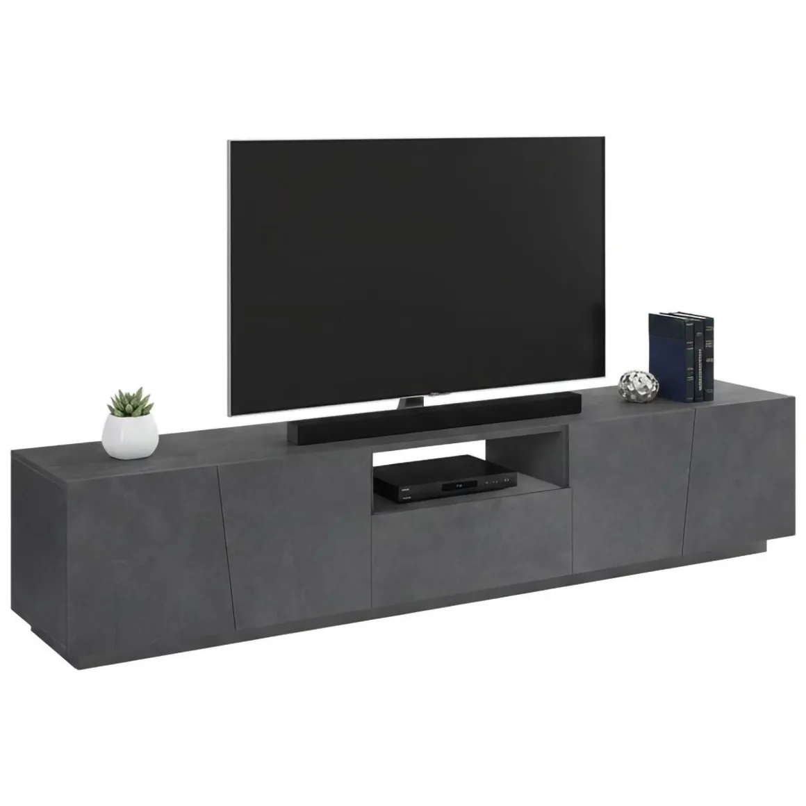 Mobili Porta Tv|Salotto > Dmora Base TV ardesia 244x44x46h cm 6 ante e 1 cassetto - Aemilor Grigio Ardesia