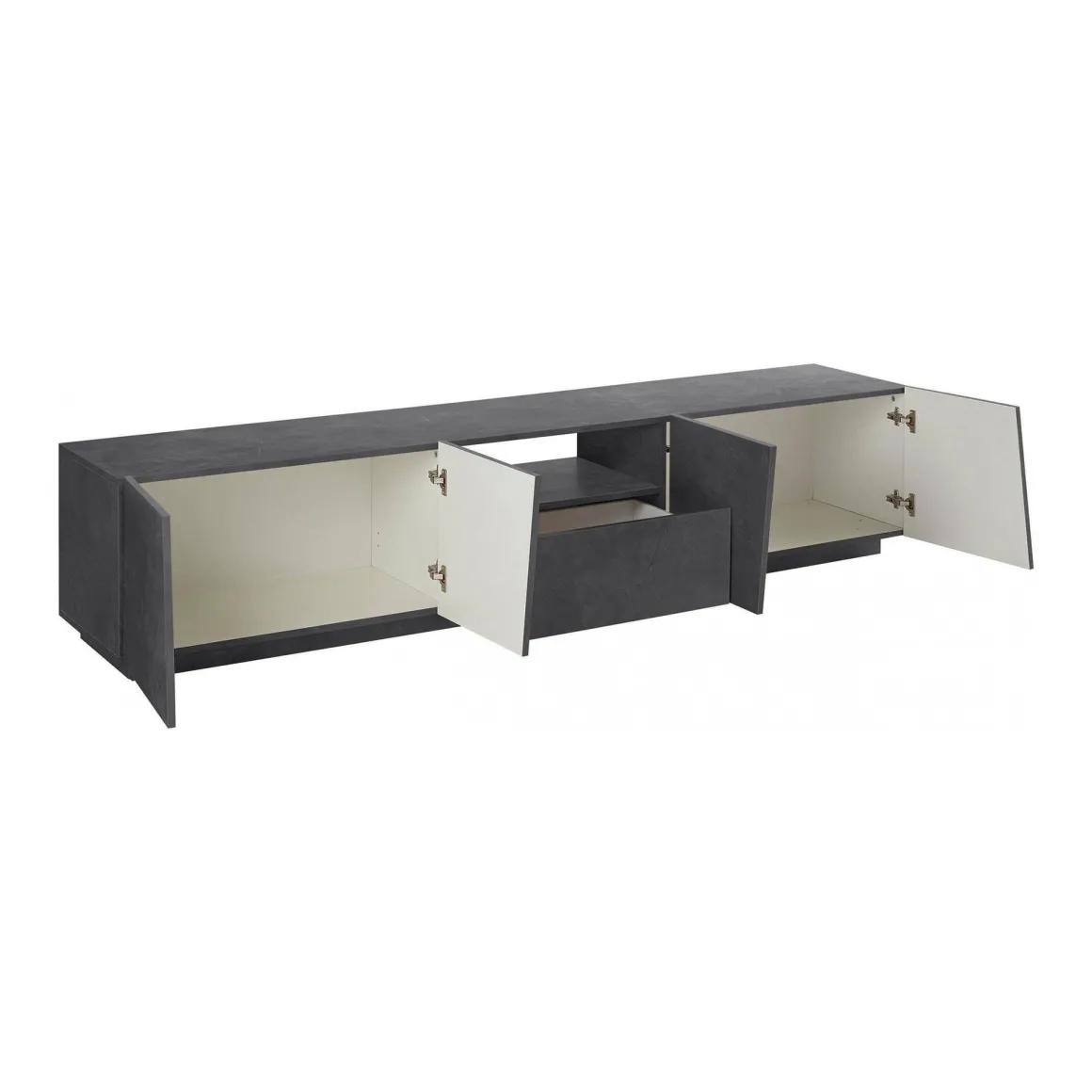 Mobili Porta Tv|Salotto > Dmora Base TV ardesia 244x44x46h cm 6 ante e 1 cassetto - Aemilor Grigio Ardesia