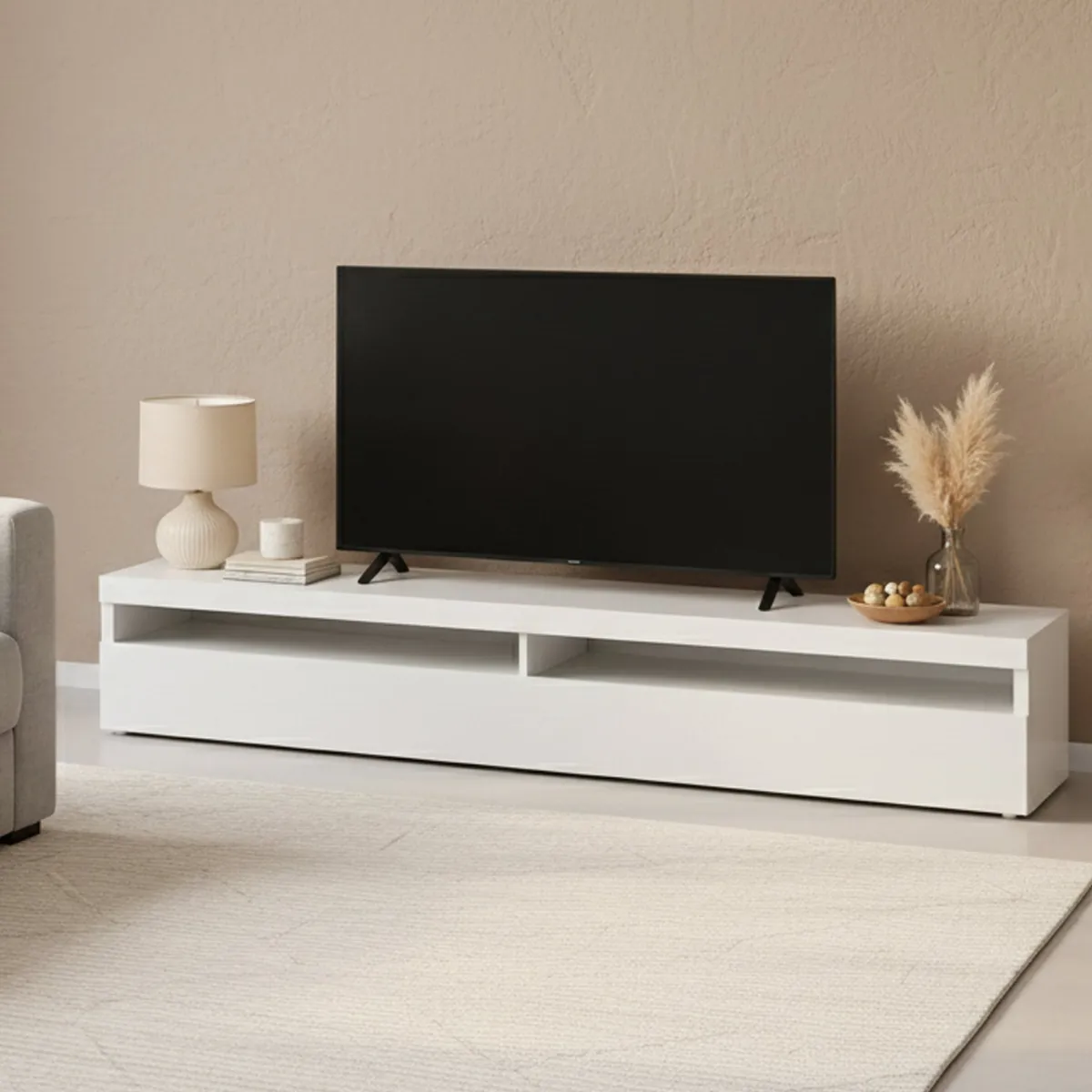 Mobili Porta Tv|Salotto > Dmora Base TV ardesia 200x45x36h cm 2 ante in legno - Akon Grigio Ardesia
