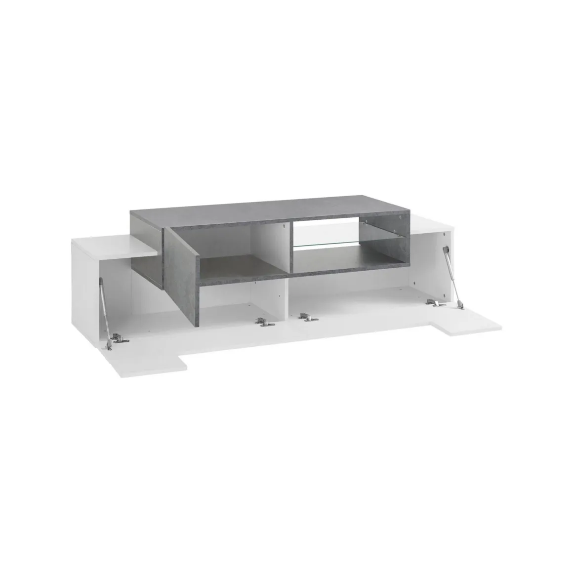 Base TV bianco lucido,cemento 160x45x51h cm 3 ante - Andris