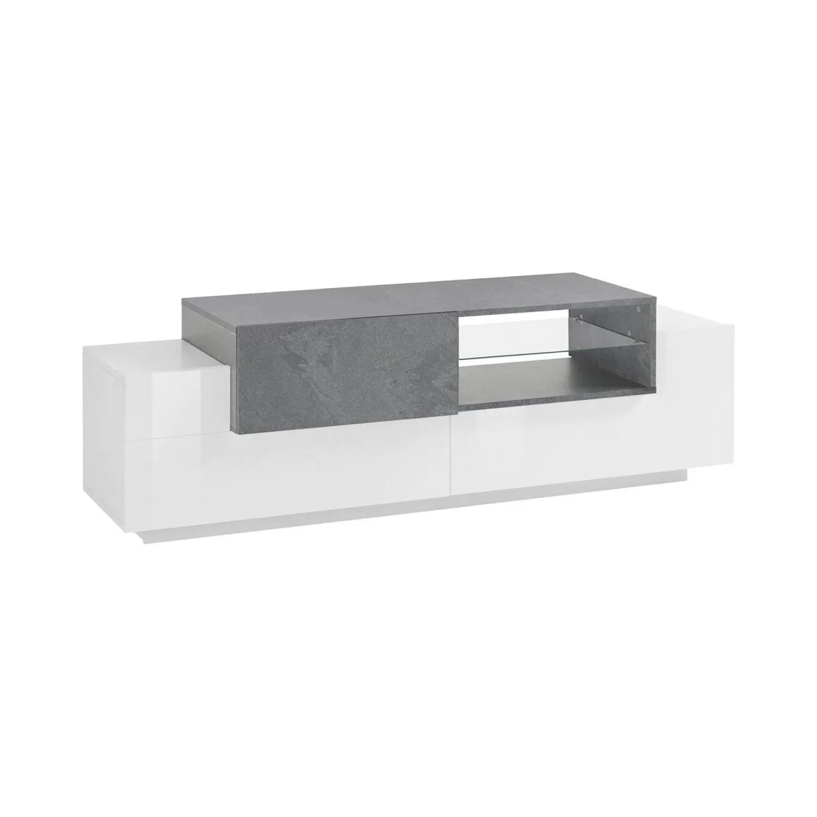 Base TV bianco lucido,cemento 160x45x51h cm 3 ante - Andris