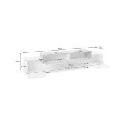 Base TV bianco lucido,cemento 240x45x52h cm 3 ante - Tiche