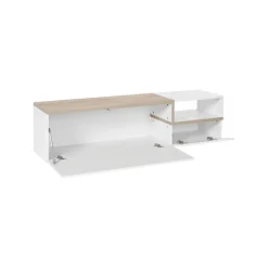Base TV bianco lucido e acero 160x40x46h cm 2 ante - Fluorite