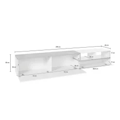 Mobili Porta Tv|Salotto > Dmora Base TV bianco lucido e acero 240x45x52h cm 3 ante - Tiche Marrone Acero, Bianco Lucido