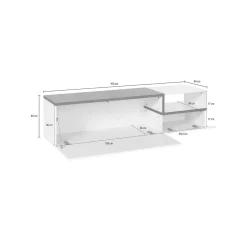 Mobili Porta Tv|Salotto > Dmora Base TV bianco lucido e ardesia 160x40x47h cm 2 ante e 1 cassetto - Argentoro Grigio Ardesia, Bianco Lucido