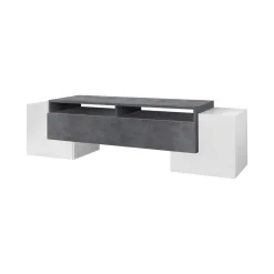 Base TV bianco lucido e ardesia 170x45x45h cm 3 ante - Abele
