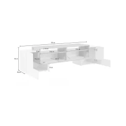 Base TV bianco lucido e ardesia 170x45x45h cm 3 ante - Abele