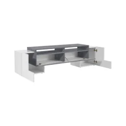 Base TV bianco lucido e ardesia 170x45x45h cm 3 ante - Abele