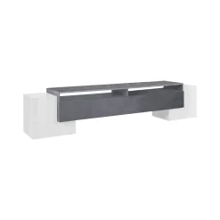 Base TV bianco lucido e ardesia 210x45x45h cm 3 ante - Amis