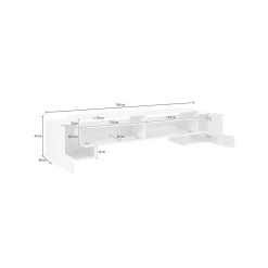 Base TV bianco lucido e ardesia 210x45x45h cm 3 ante - Amis